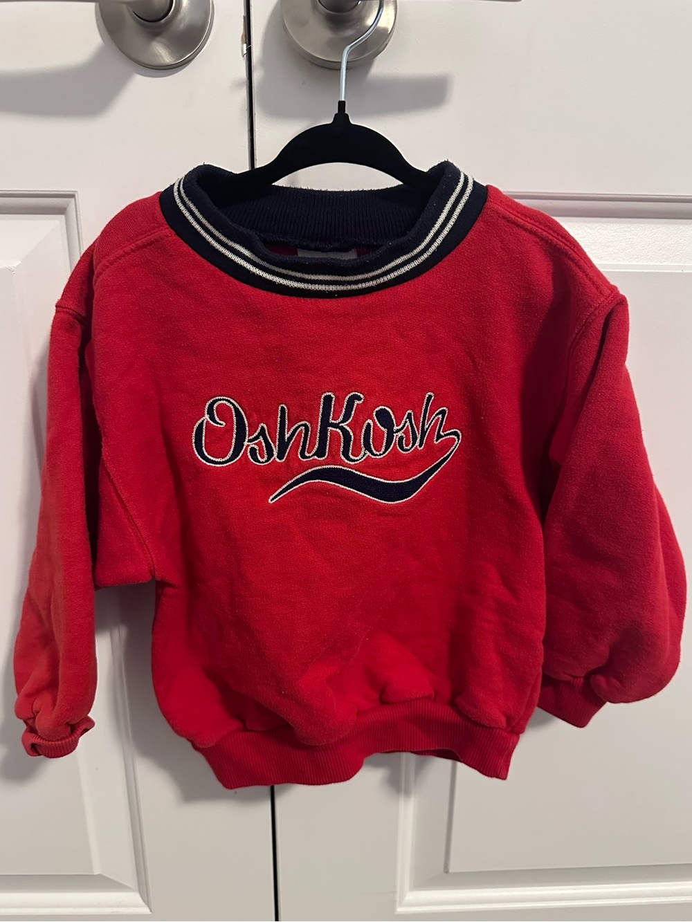 Vintage OshKosh B'gosh Red Pullover Sweatshirt with Navy Trim